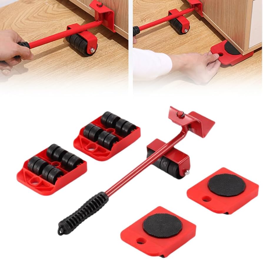 Furniture Moving Tool Heavy Object Mover Furniture Transport Lifter & Furniture Slides Moving House Cabinet Sofa Bed Desk 4 Wheeled Mover Roller 1 Wheel Bar Hand Tools Set
