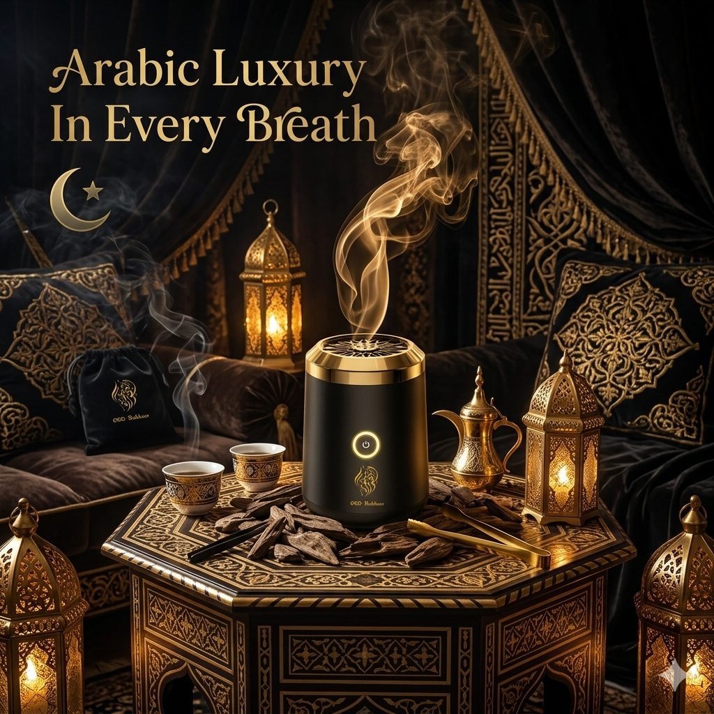 Rechargeable Electric Oud Bukhoor Burner – Luxury Arabic Incense Bakhoor Burner USB Portable
