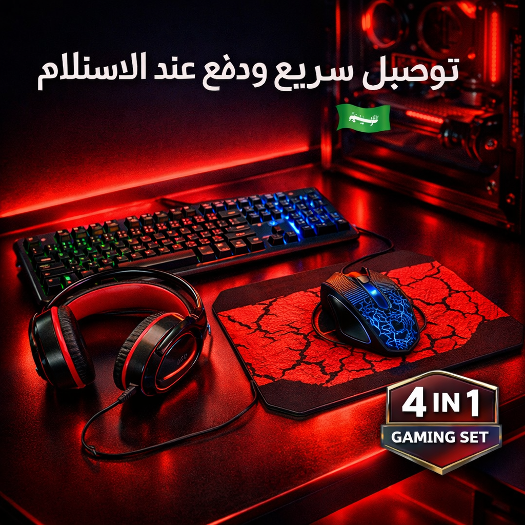 4 in 1 Professional Gaming Combo 🎮 keyboard, headset with microphone, mouse, and mouse pad