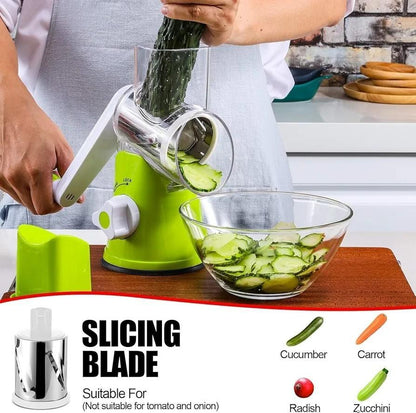 Table Top Drum Multifunctional Roller Vegetable Cutter Hand Crank Home Kitchen Shredder Potato Grater