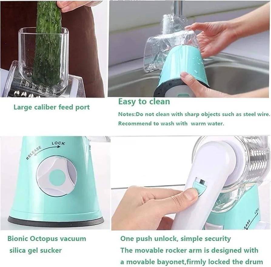 Table Top Drum Multifunctional Roller Vegetable Cutter Hand Crank Home Kitchen Shredder Potato Grater