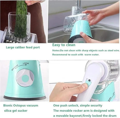 Table Top Drum Multifunctional Roller Vegetable Cutter Hand Crank Home Kitchen Shredder Potato Grater