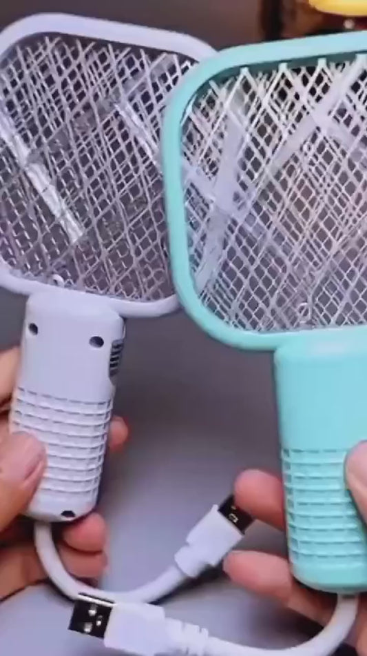 Mini USB Portable Electric Mosquito Racket with UV Light - Plug-in Fly & Bug Zapper, Anti-Insect Swatter for Indoor & Outdoor Use, Mosquito Trap for Home, Office, Travel, Camping